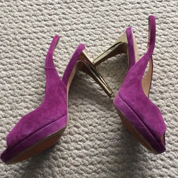 Cole Haan purple and gold sling back heels - Picture 2 of 9